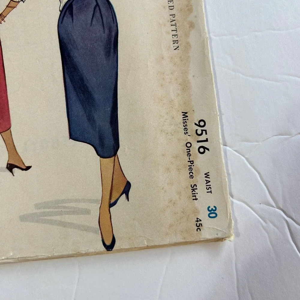 McCalls Vintage 1950's Pattern #9516 Women's One‎ Piece Skirt Waist 30